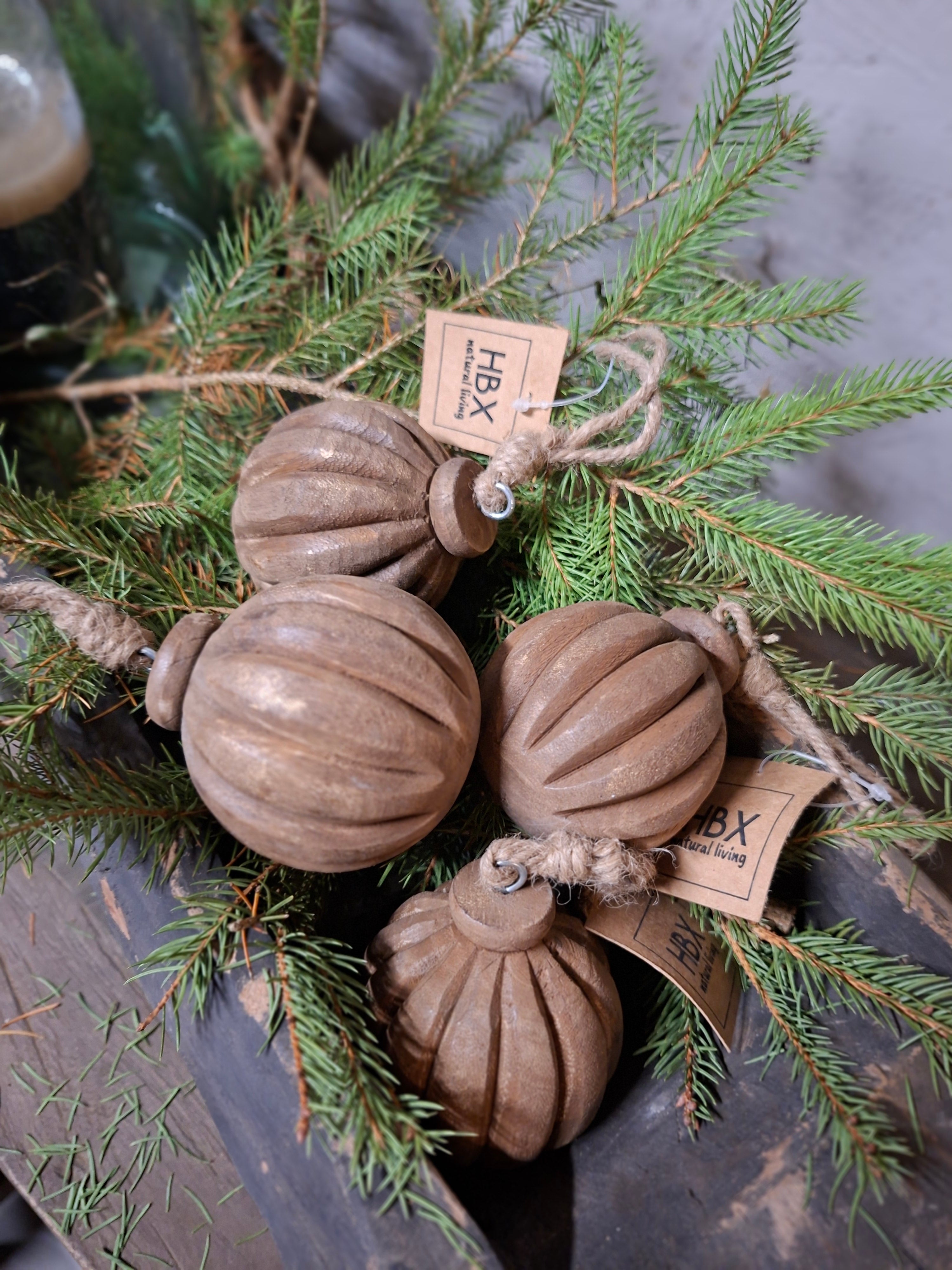 Kerstbal hout bruin