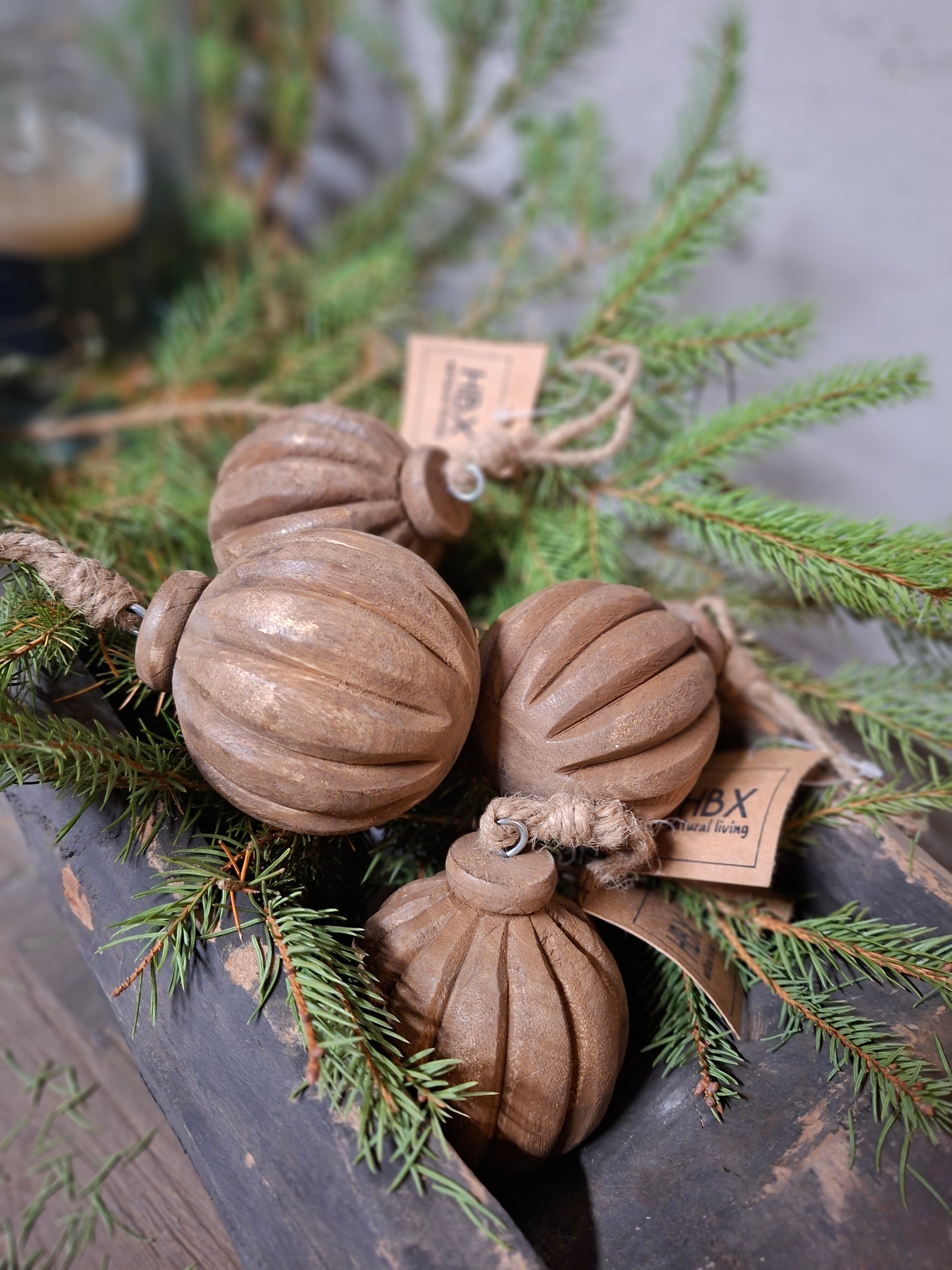 Kerstbal hout bruin