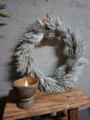 Kunst Kerstkrans sneeuw