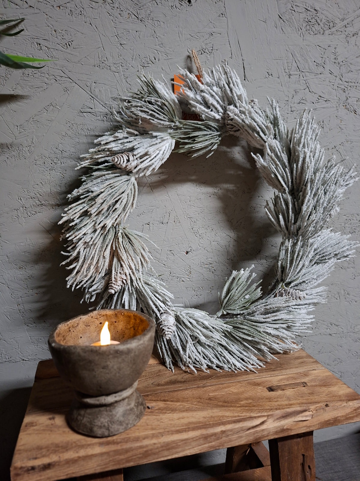 Kunst Kerstkrans sneeuw