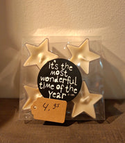 Beige kaarsjes in stervorm verpakt per 5