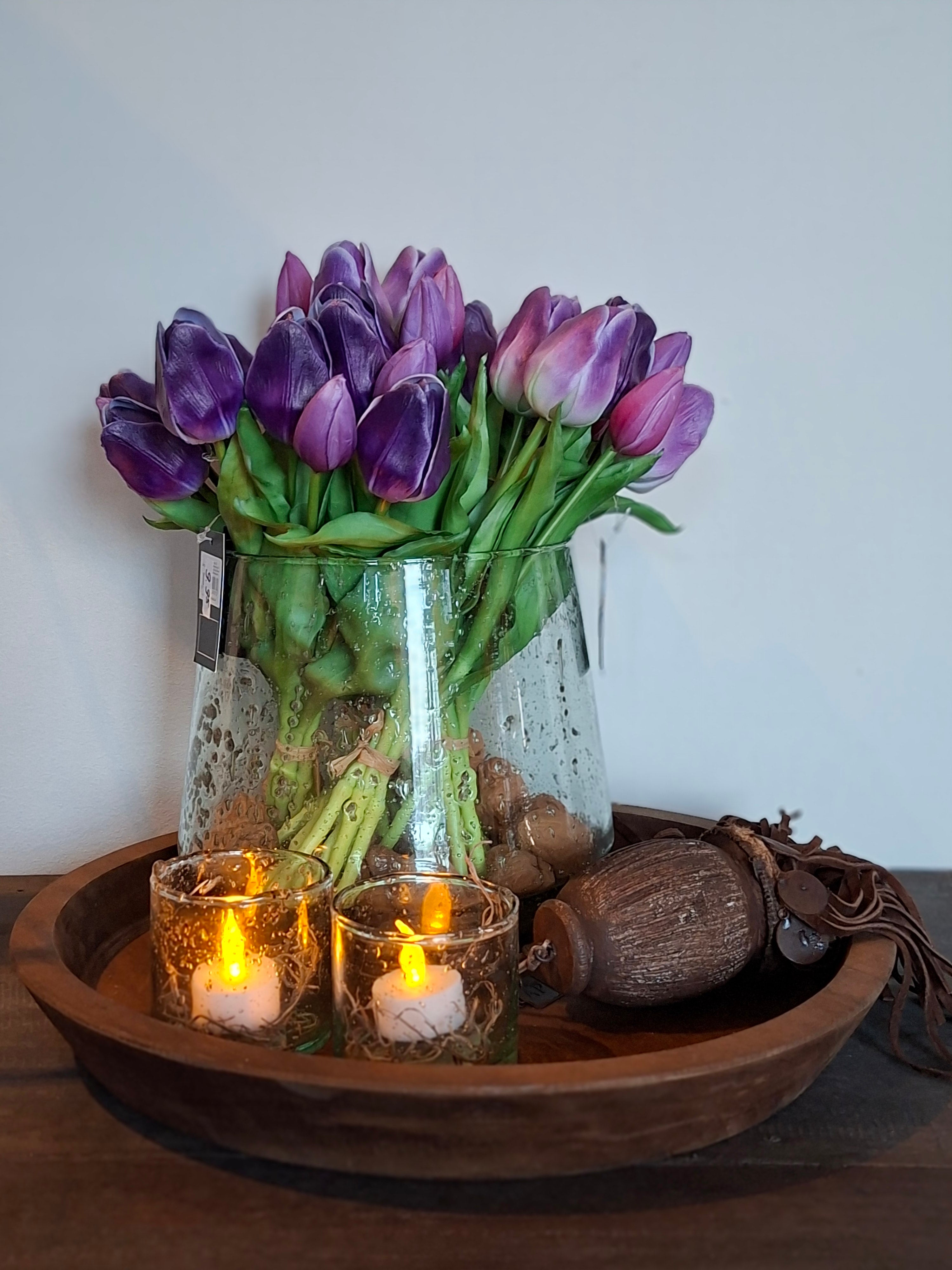 Boeket tulpen paars/wit