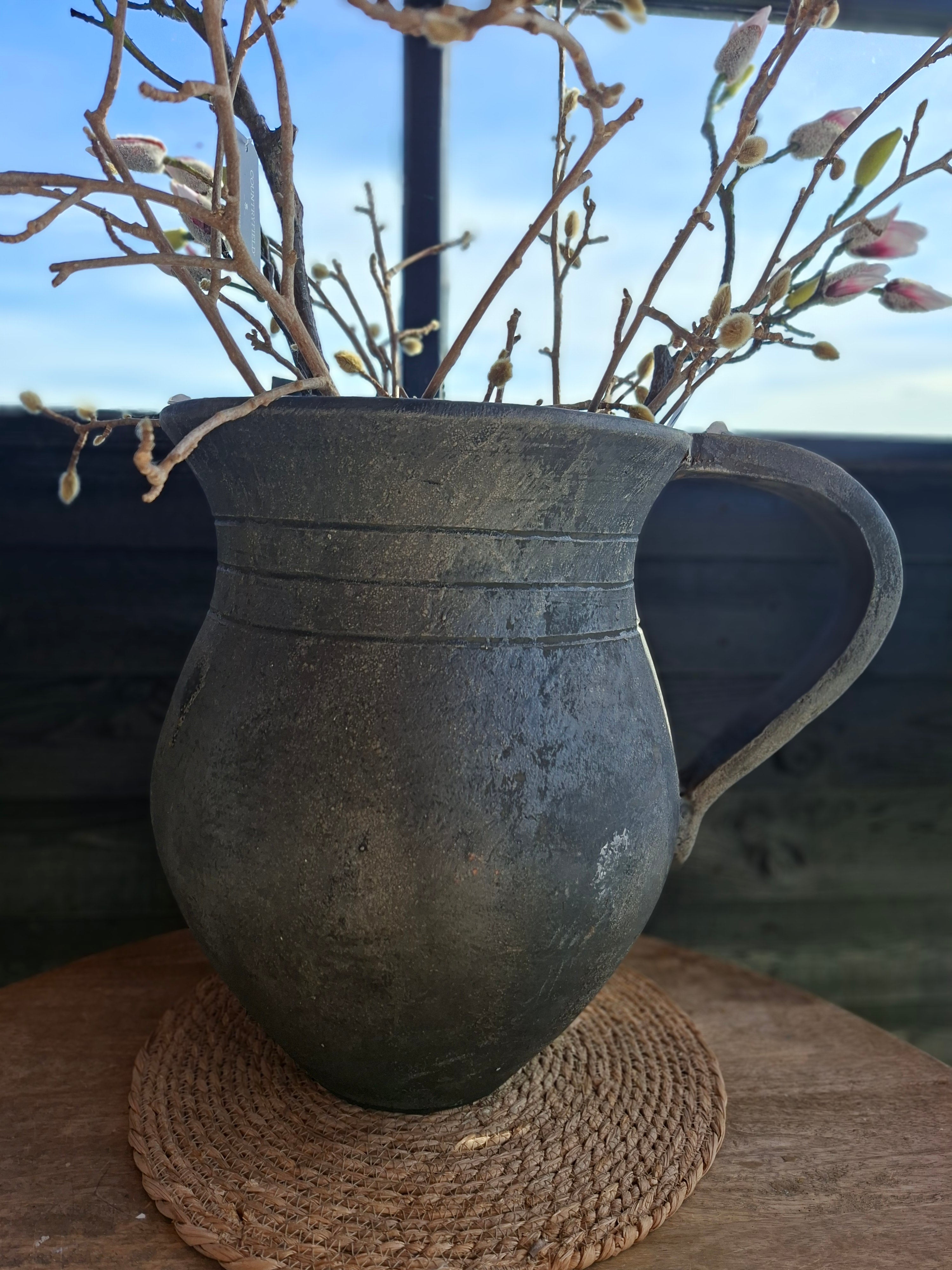 Grote grijze pot met oor