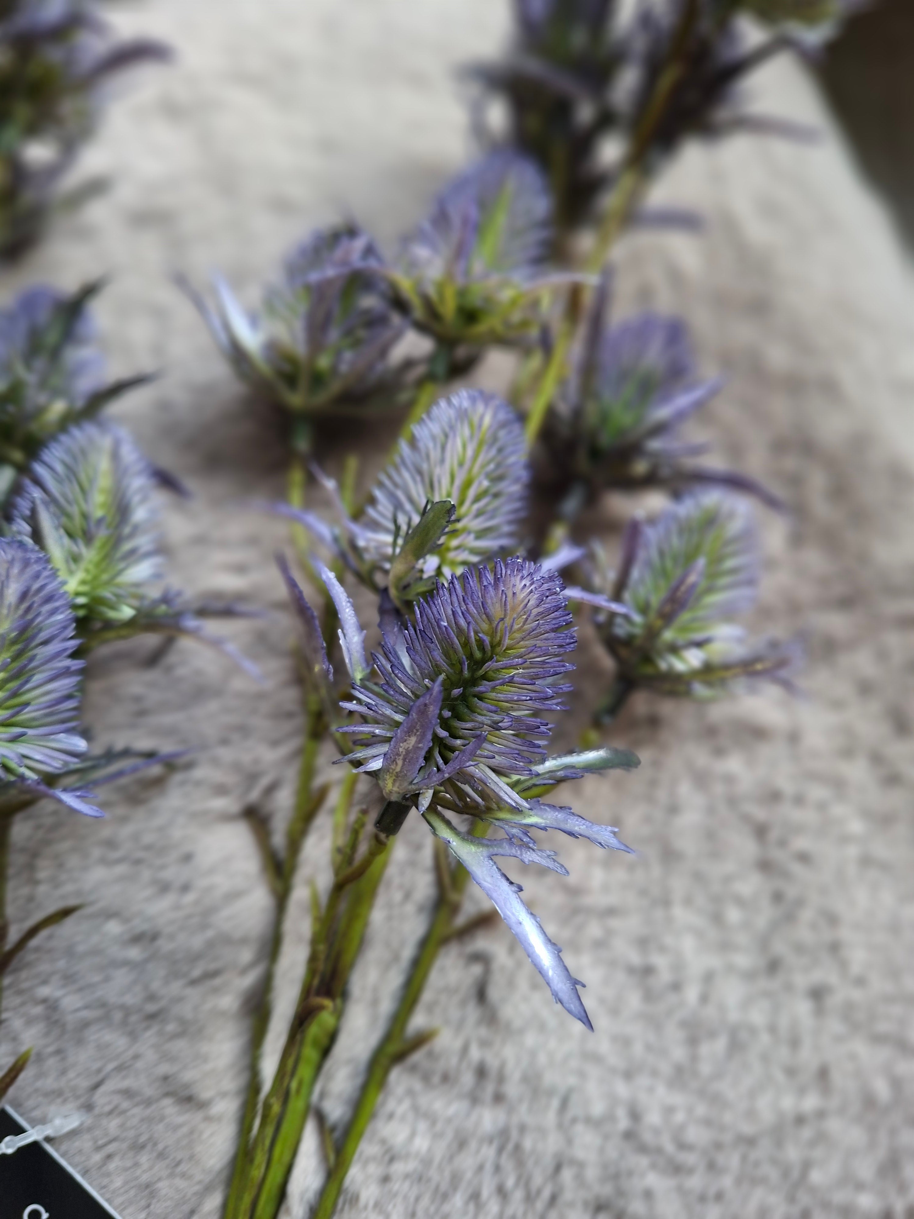 Zijdebloem blauw paarse tak met bolletje