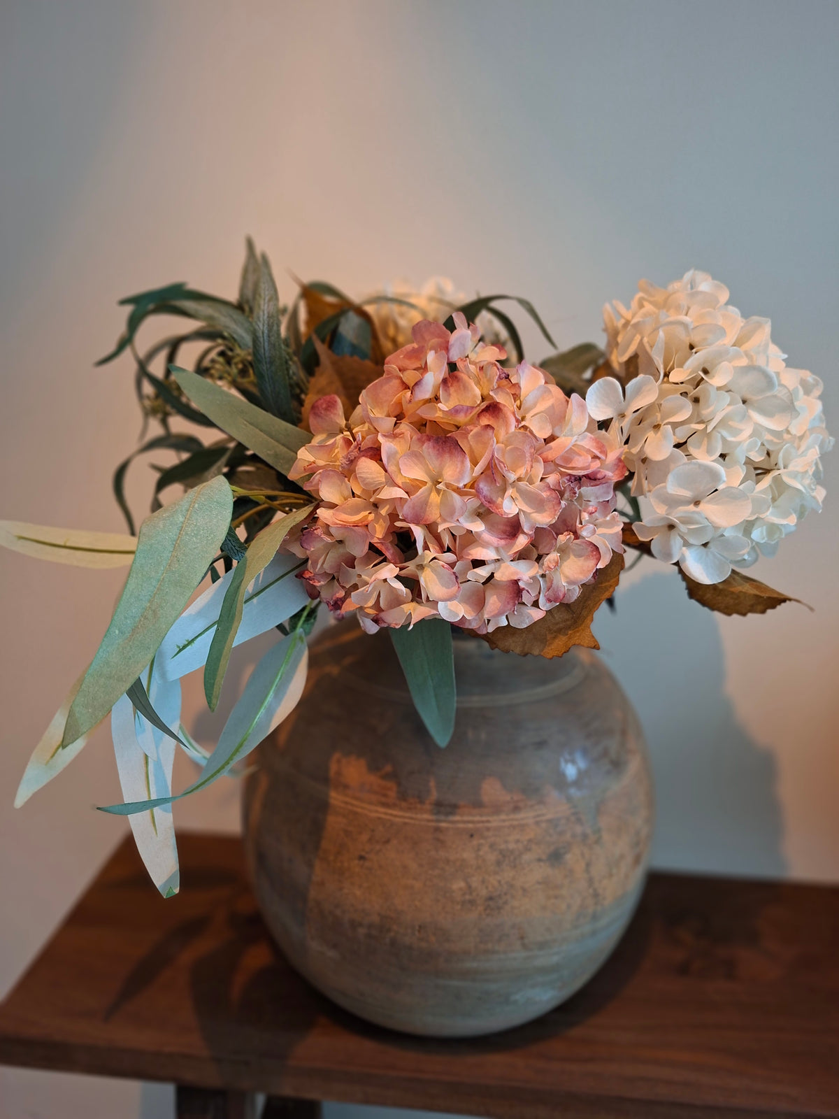 Compleet boeket Hortensia Wit/Roze