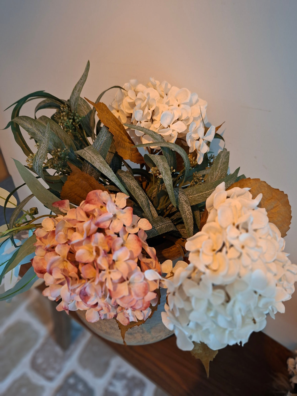 Compleet boeket Hortensia Wit/Roze