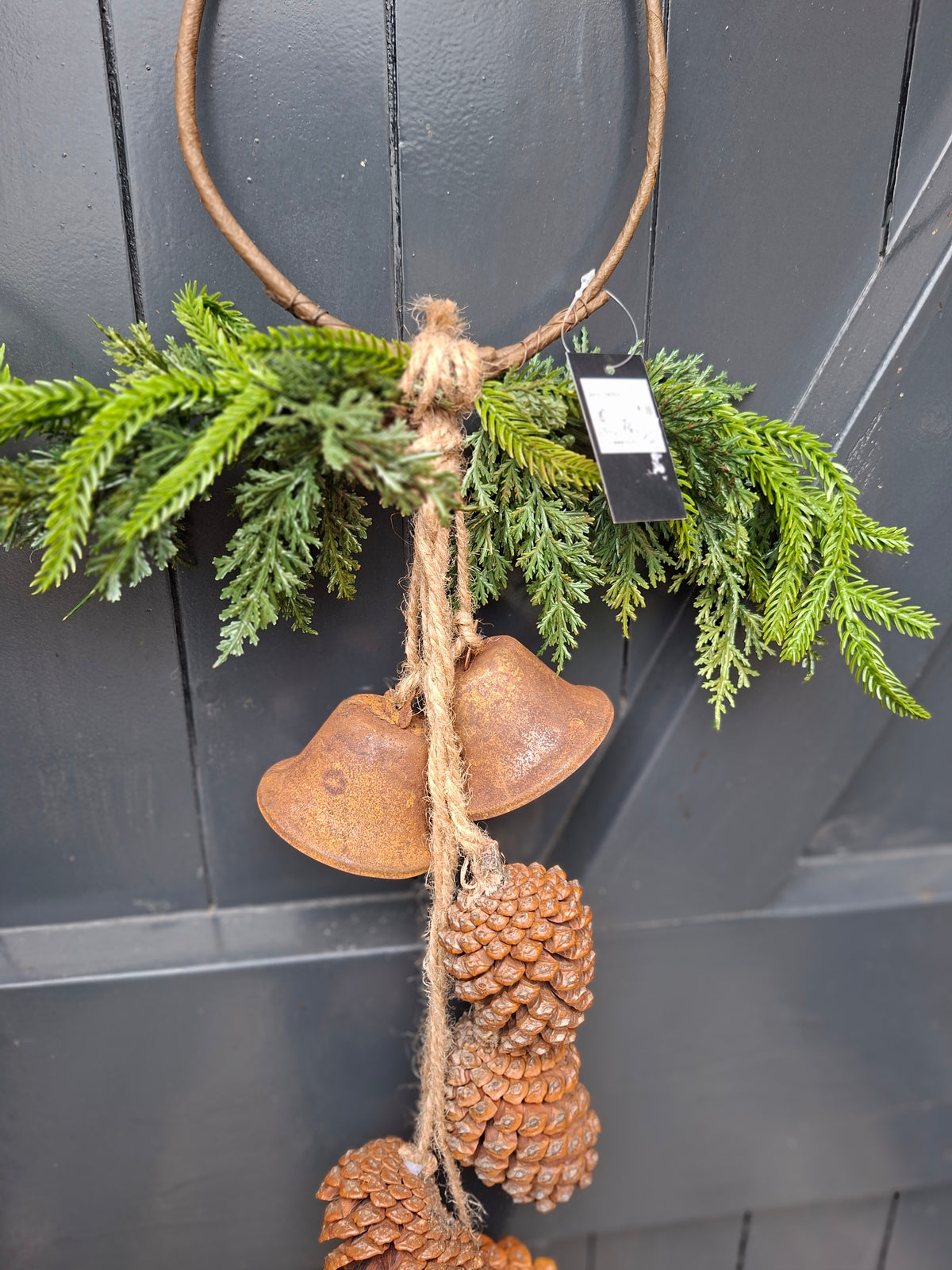 Ring met groen, roest bellen en denneappels
